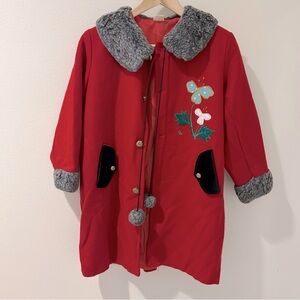 Vintage Wool Appliqué Coat Sm/med Quirky Rare Unique